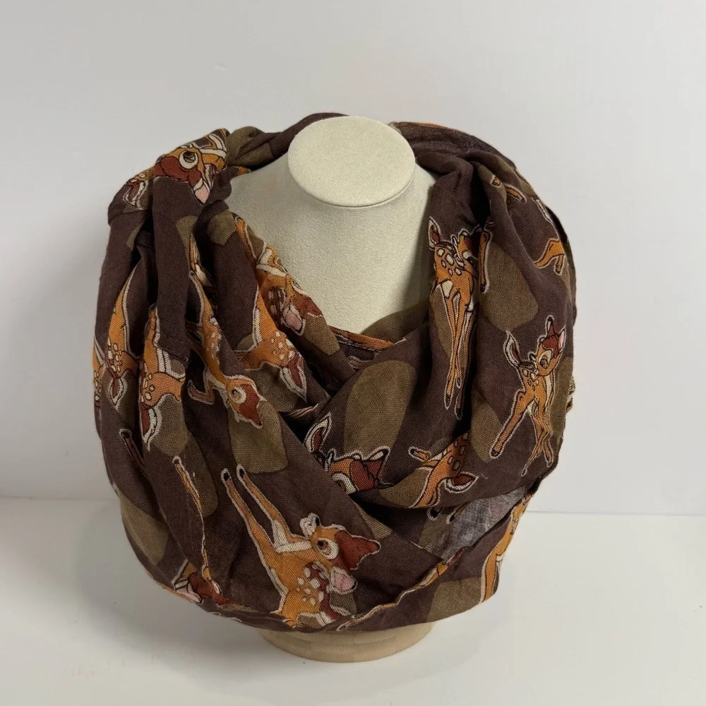 DISNEY PARK LIGHTWEIGHT INFINITY SCARF BAMBI BROWN NWT NEW ANIMAL RARE WRAP